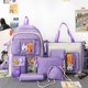 thumbnail image 1 of Mochila de cinco piezas para estudiantes de secundaria, mochila ligera para escuela primaria, mochila femenina de gran capacidad, mochila para libros de texto, 1 of 5