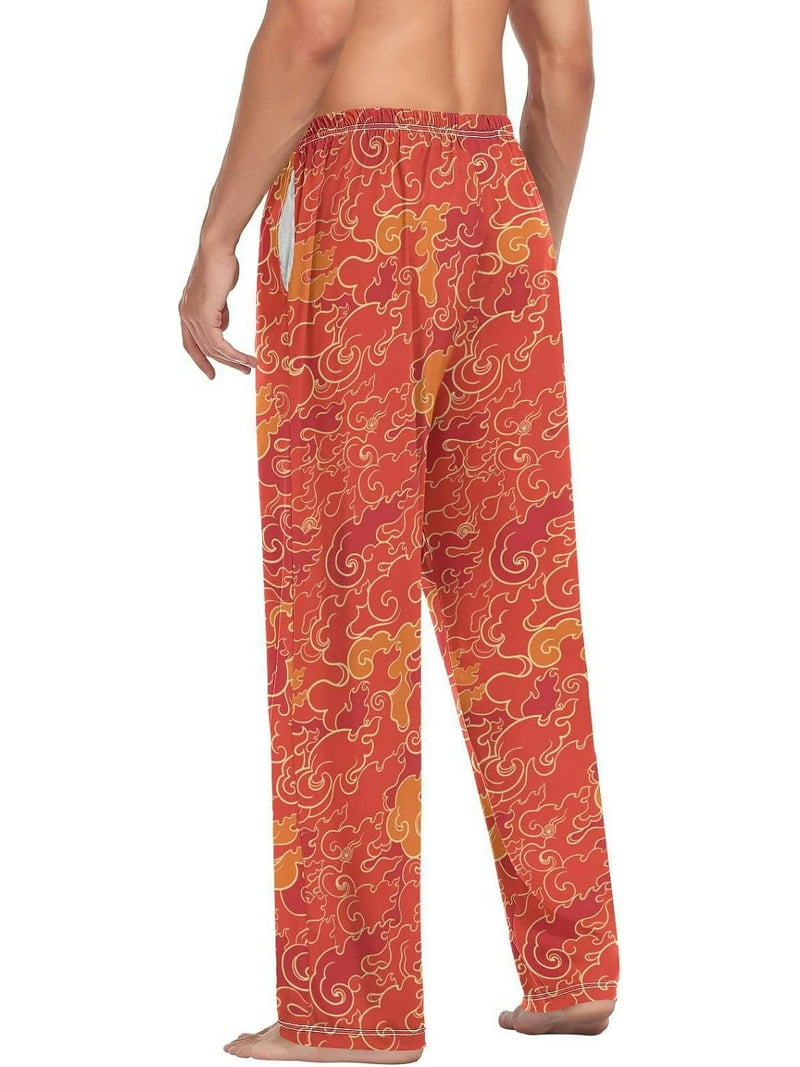 GZHJMY Asian Style Flame Men's Pajama Pants, Soft and Comfortable