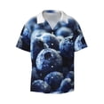 thumbnail image 2 of Lsque Blueberry print Men's Cuban Collar Short Sleeve Shirt Summer Beachwear Casual Button Down Fashionable Vacation Leisure Shirt-Small, 2 of 7