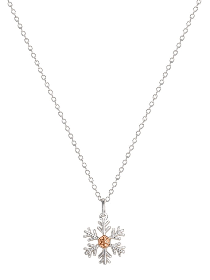 Disney Frozen Sterling Silver 14kt Gold Plated Snowflake Pendant, 16' + 2' Chain