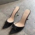 thumbnail image 2 of Xucatan Women's Pointed Toe Mule Heels, Crisscross Strap Patent Leather Pumps, Open Toe Slingback Dress Shoes, Versatile Summer Evening Party Footwear Gift, 2 of 6