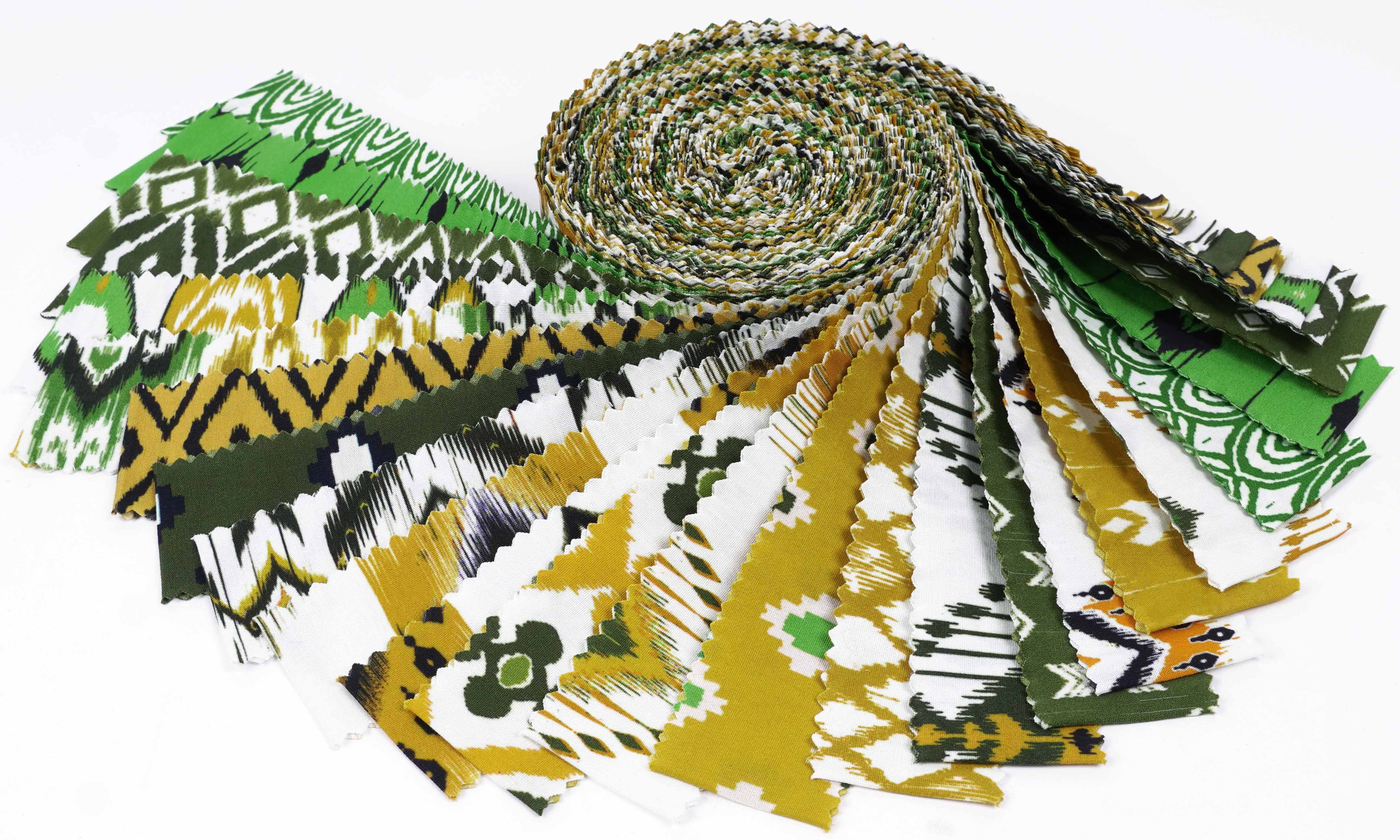  Soimoi 40Pcs Ikat Print Precut Fabrics Strips Roll Up