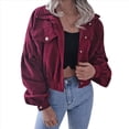 thumbnail image 3 of Chaqueta Corta de para Mujer, Otoño/Invierno, Informal, de Larga, con Botones, y Vino Tinto XL, 3 of 8