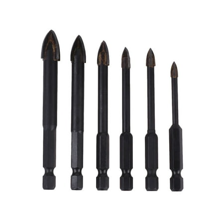 

Frcolor 6Pcs Multi-function Triangular Bit Ceramic Tile Wall Plastic Wood Punching Multi-function Hole Opener Black (4mm 5mm 6mm 8mm 10mm 12mm)