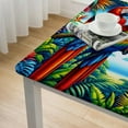 thumbnail image 4 of COMIO Parrots Sea Beach Hawaiian Palm Tree Banana Leaf Flowers Tablecloth White, 4 of 7