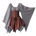 thumbnail image 2 of FcBaudy Robe Mi-Mollet à Manches Longues et Col Rond, Robes d'Été pour Femmes, Costumes pour Femmes, Robes Corset Gothiques à Manches Longues, Robe Mi-Mollet à Manches Longues et Col Rond pour Femmes, 2 of 7