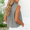 thumbnail image 5 of Feancey Sleeveless Work Shirts for Women Ruffled Trim Stand Collar Summer Tank Tops Lightweight Loose Fit Casual Blouses Dressy Trendy Going Out Tank Top Black S, 5 of 7