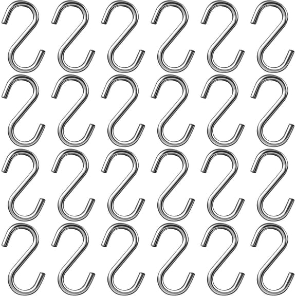 304 Stainless Steel S Hooks, 1.6 inch Heavy Duty S Hook, Stainless Steel Metal Hook, Hanging Hooks for Hanging Hammock Stand, Swing, Plants, Chain Hardware(30 PCS, Silver)