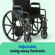Medline Wheelchair with Swing-Back Desk Arms, Swing-Away Footrests, 18-In Seat, Foldable, 300 lb Weight Capacity, Black