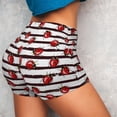 thumbnail image 4 of Fotbe Ladybugs on Black and White Striped1 Shorts Sin Costuras – Shorts Deportivos de Cintura Alta para Mujer, Elásticos para Gimnasio, Yoga, Running o Ciclismo-XX-Large, 4 of 8