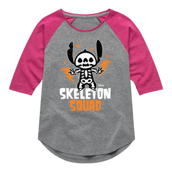 Lilo & Stitch - Skeleton Squad - Toddler And Youth Girls Raglan Graphic T-Shirt