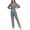 Dark Grey, variant on Women's 100% Cotton Long Sleeve Pajama Sets Button Down Notched Collar Sleepwear Soft Lounge Pjs with Pockets (Grey,L)