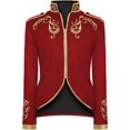 thumbnail image 3 of Chaqueta de traje medieval con bordado dorado, para Halloween, de rey y príncipe, para exteriores, color rojo, negro, azul y blanco, 3 of 5