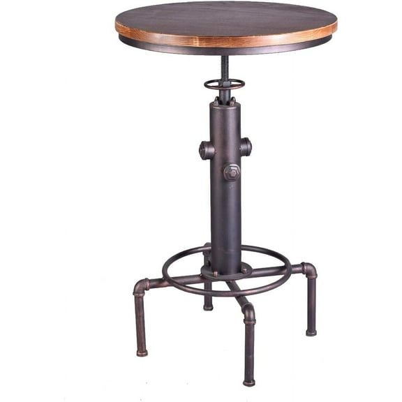 Topower Industrial Bar Table 31.5-41.3" Adjustable Pub Table Kitchen Dining Coffee Bistro Table (Bronze)