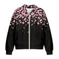 thumbnail image 4 of DISNIMO Cherry Blossom Printed Jackets for Women Long Sleeve Sweatshirts V Neck Outwear Zip Up Jackets with Pockets, XL, 4 of 7