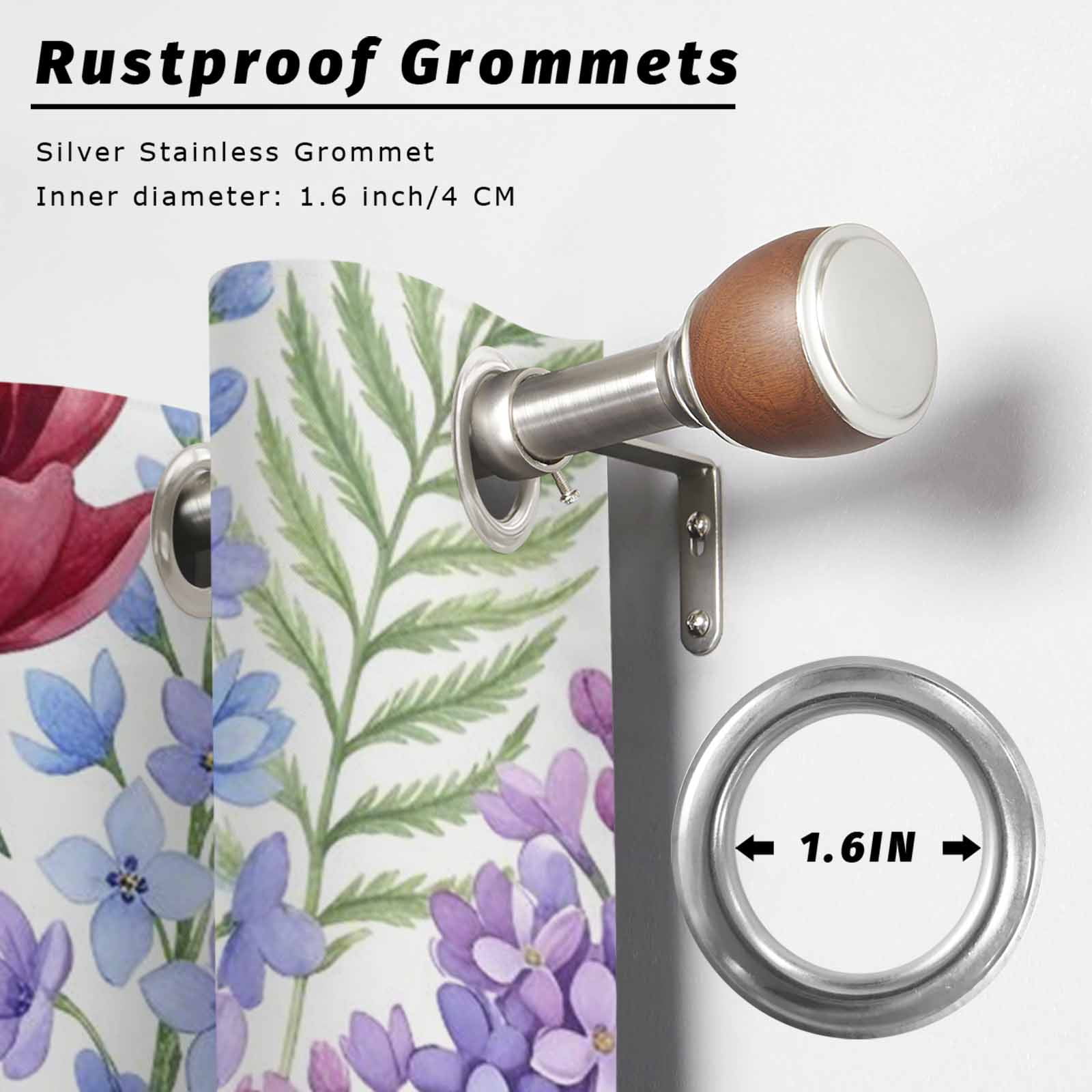 Pink Red Floral Outdoor Curtains for Patio, Country Watercolor Pink Purple Red Flowers Sunshade Privacy Drapes Grommet Waterproof Outside Curtains for Porch/Cabana/Balcony 54"x 108", 1 Panel