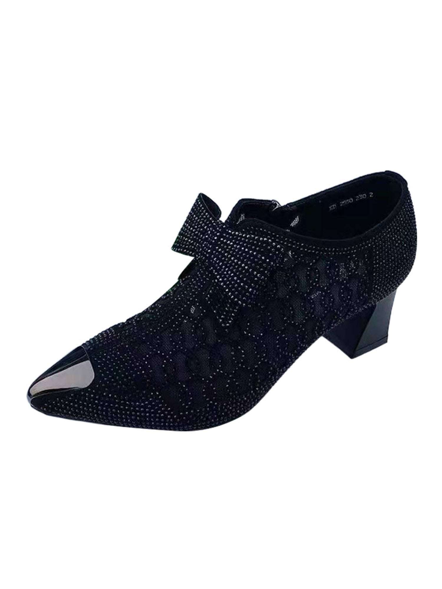 Ritualay Black Closed Toe Heels Women Comfort Dress Pump Shoes Wide Width  Chunky Block Heel Party Dress Shoes Black 8 