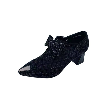 

Sanviglor Womens Heeled Sandals Chunky Ankle Boots Pointy Toe Pumps Work Lightweight Comfort Heels Boot Non-slip Zipper Dress Shoes Black 9