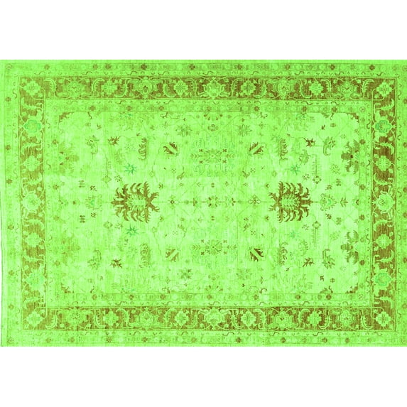 Ahgly Company Indoor Rectangle Oriental Green Traditional Area Rugs, 2' x 3'