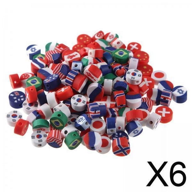 cuentas de arcilla,Cuentas de arcilla con bandera nacional para la fabricación de joyas,Cuentas espaciadoras de arcilla polimérica redondas y planas de 6 mm de color rojo,kit para hacer