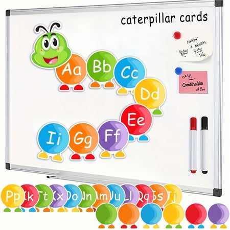 HOOJOJO 33PCS Erasable Alphabet Flash Cards 26 Letters + 6 Blanks+2pens ABC Learning Toy for Kids Ages 3+ Classroom & Homeschool Educational Aid