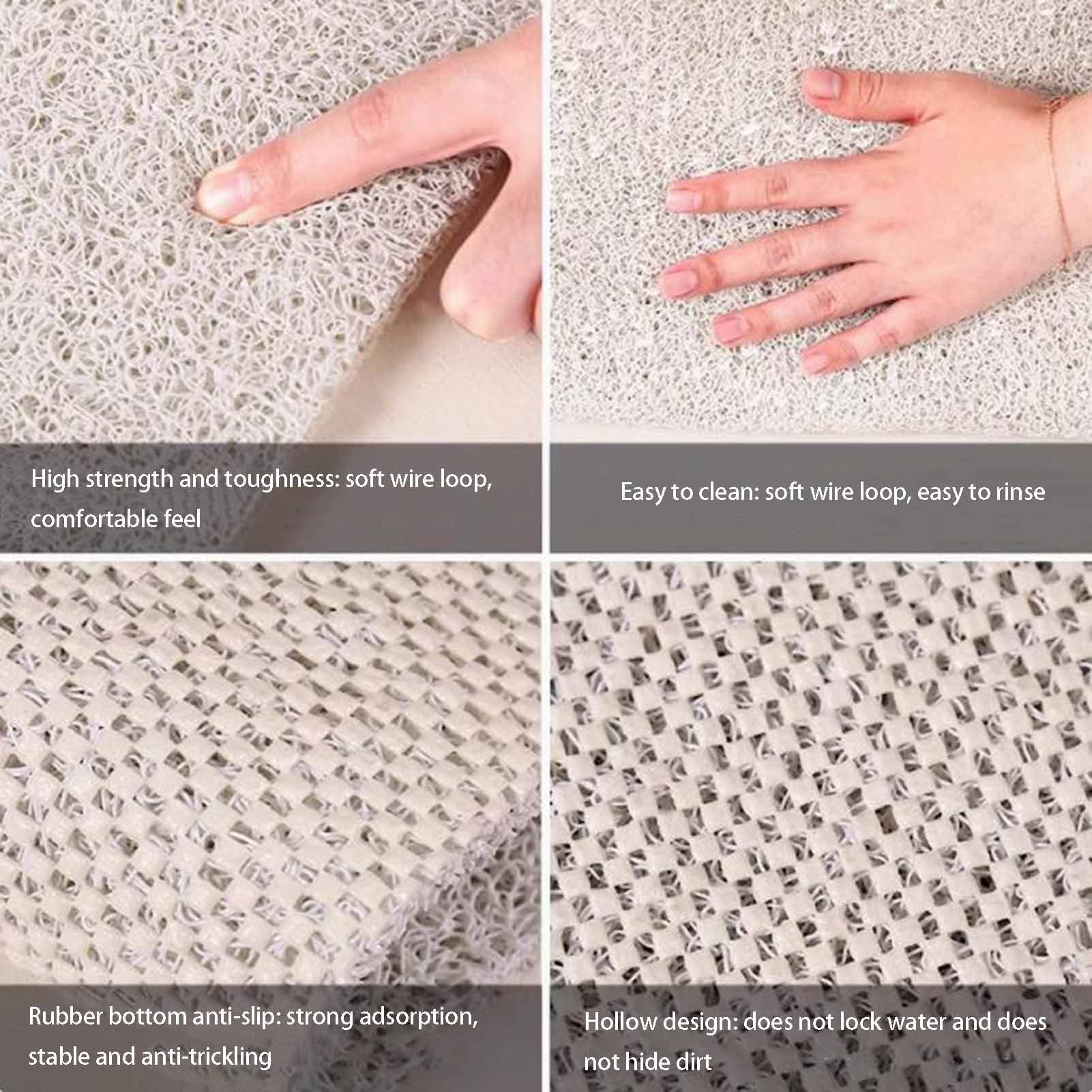 Loofah Shower Mat for Inside Shower,  Comfortable Soft Bath Mat with Drain Hole,PVC Large Bath Shower Tray Mat, Hollow Bathroom Floor Mat