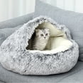 thumbnail image 5 of Calming Dog Beds & Cat Cave Bed With Hooded Cover, For Small Pets,Anti-Slip Faux Fur Fluffy Bed, Outer Diameter 40Cm - grey, 5 of 5