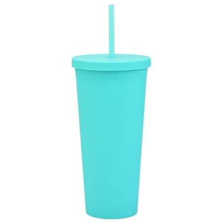 

Njspdjh Double Straw Cup Candy Color Rubber Paint Coffee Cup Summer Large Capacity Water Cup Frosted Handy Water Cup