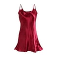 thumbnail image 1 of INSPIRE CHIC Nuisette en Satin pour Femme, Ourlet à Volants, Bretelles Spaghetti, Grande Taille, Camisole Soyeuse, Robe de Nuit, TG, Bourgogne, 1 of 5