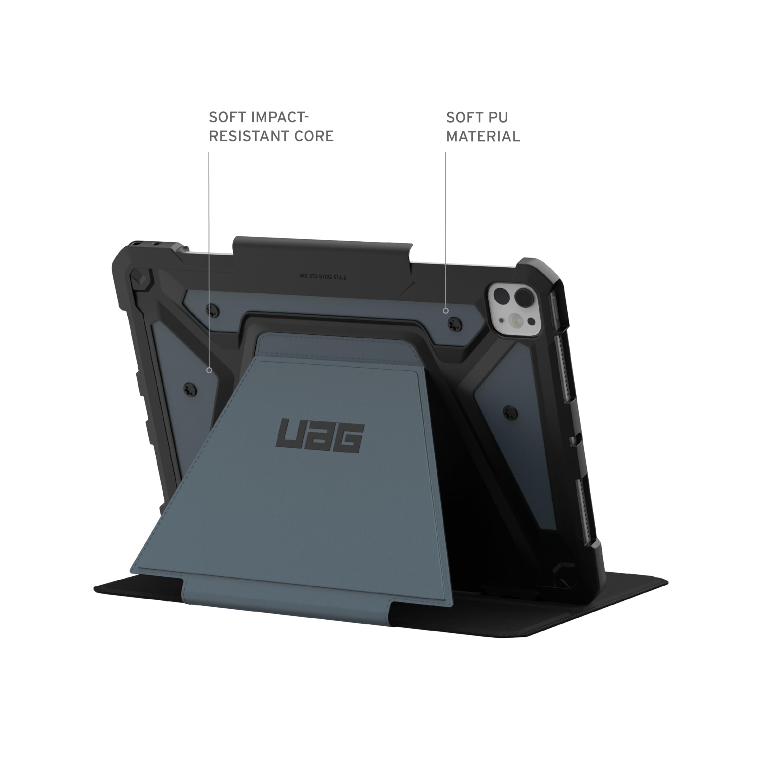 UAG iPad Pro 11" Case M5 2025 6th Gen, M4 2024 5th Gen A3357 A3358 A3359 A2836 A837 A3006, Adjustable Multi-Angle Stand Folio Cover w/Pencil Holder, Metropolis SE Cloud Blue