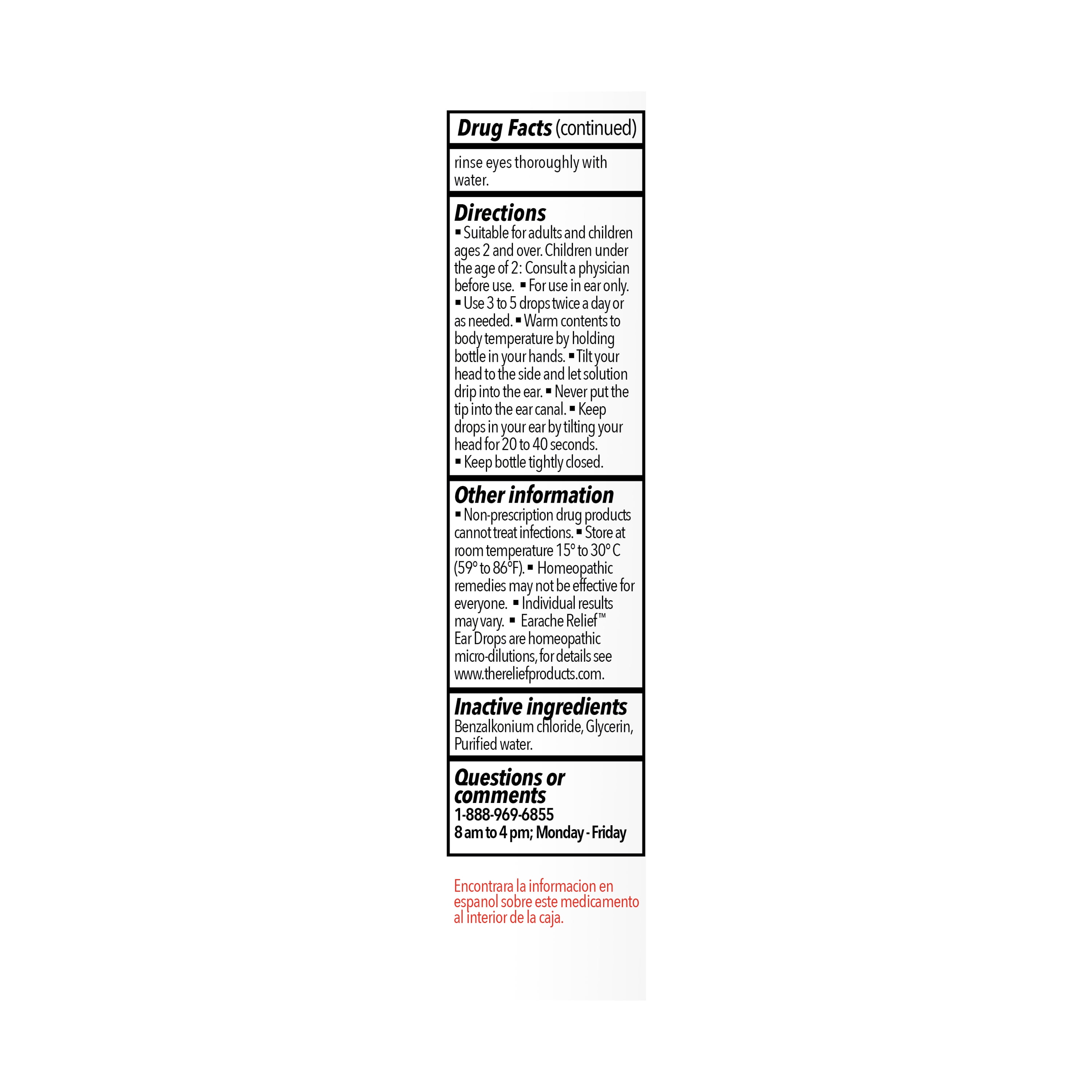 (3 pack) The Relief Products, Natural Ears,  Earache Relief® Ear Drops, 1 Count, 0.33 oz