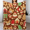 thumbnail image 2 of Christmas Gingerbread Throw Blanket Soft Warm Ball Purple Lightweight Flannel Plush Fuzzy Blankets Gift for Women Kids Boys Teens 50X60 in, 2 of 6