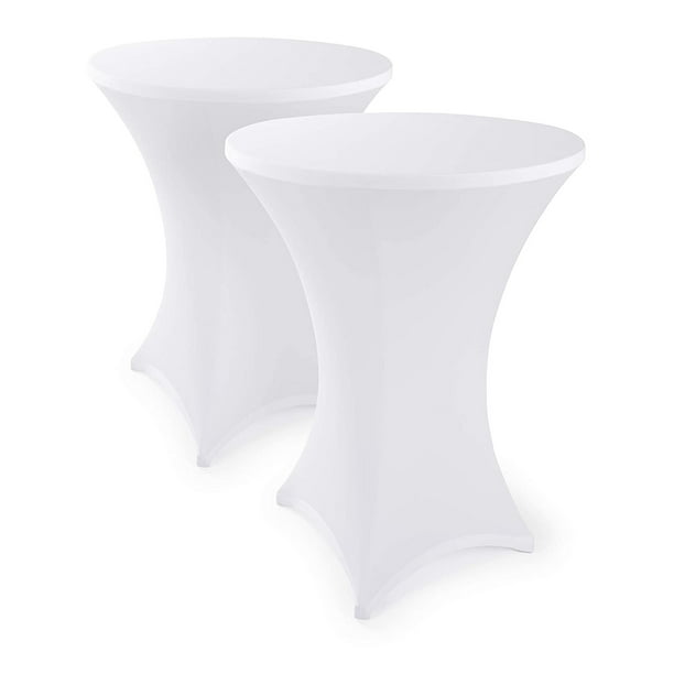 White Spandex Cocktail Table Cloth Fitted Round Cocktail Table Stretch