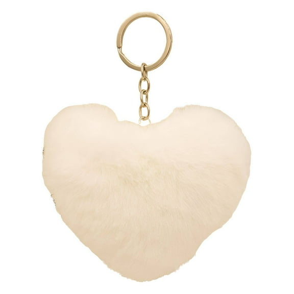 DESIGNICE Plush Keychain,Delicate Craftsmanship Funny Keychain,Vibrant Color Heart Keychains,White