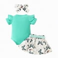 thumbnail image 4 of TOWED22 Summer Baby Girl Clothes Short Sleeve Tops Romper Daisy Infant Shorts Toddler Girls Outfits Cute Newborn Outfit Mint Green,3-6 M, 4 of 8