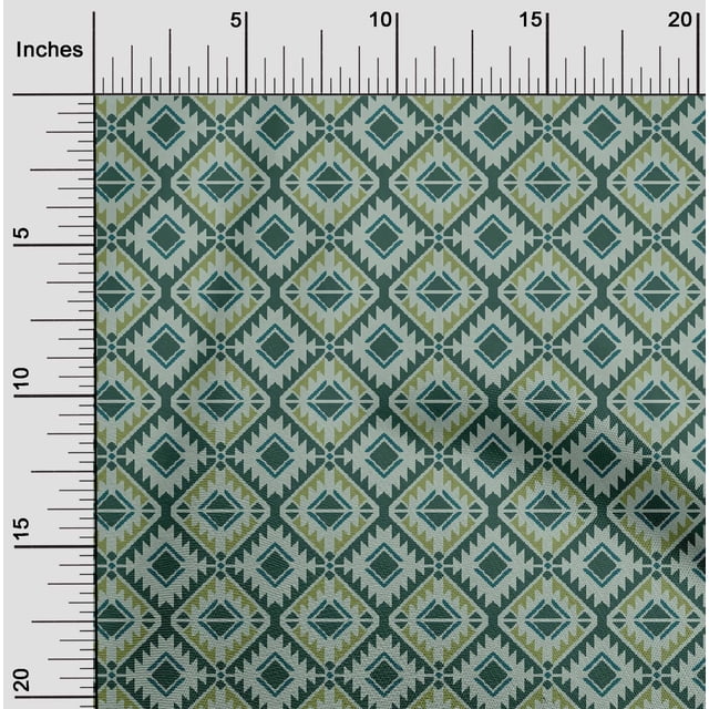 oneOone Cotton Silk Fabric Geometric Flame Stitch_Printed Craft Fabric BTY 42 Inch Wide