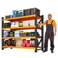 thumbnail image 5 of MIIIKO 4-Tier Metal Adjustable Storage Shelves, 48"W x 24"D x 70"H, 4000LBS Capacity Industrial Utility Shelving Unit,Steel Rack for Garage Warehouse Basement,Black&Orange, 5 of 9