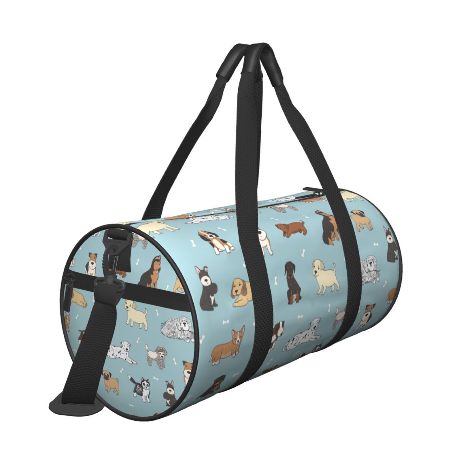 Horeoi Dog Pets Print Foldable Travel Duffle Bag with Removable Strap - Water-Resistant Gym Vacation Luggage Multi-Pocket Design