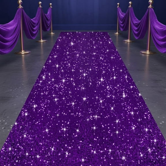 Purple Carpet Runner for Party Wedding Aisle Sequin Aisle Runner Glitter Aisle Runner Rug Outdoor Carpet Runner for Wedding Bridal Shower Party Decorations