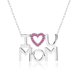 thumbnail image 1 of JeenMata Collar con Colgante de Corazón Abierto Adornado con Piedra Roja Fuerte Te Amo Mamá, en Oro Blanco de 18 K sobre Plata (Piedra Natal de Julio), Regalo para Mamá, 1 of 2