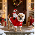 thumbnail image 4 of Funny Snowman Rider Pet Christmas Costume, Festive Coat for Puppy Kitten Holiday Party, 4 of 5