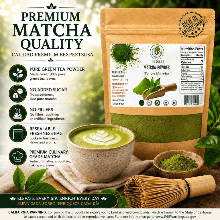 B-EXPERTS, Green Tea Matcha Powder, 4 oz, Japanese-style
