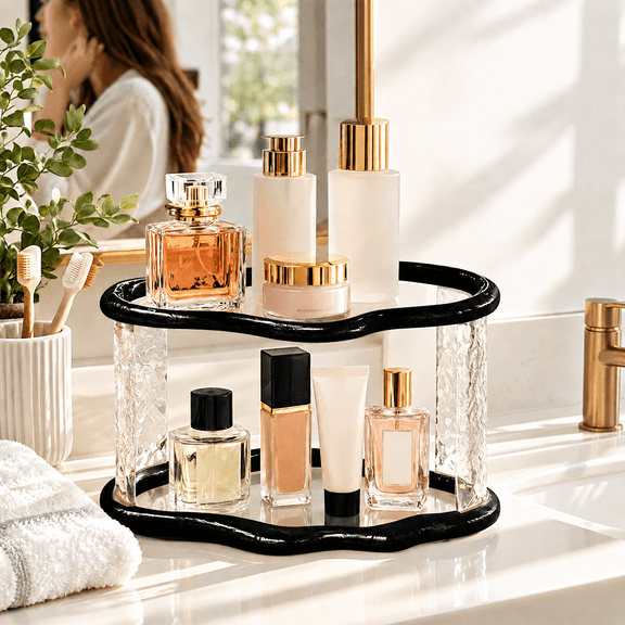 Acrylic Perfume Organizer, Clear Makeup Display Stand for Skincare & Fragrance Bottles, Vanity Countertop Storage Rack for Bathroom Bedroom