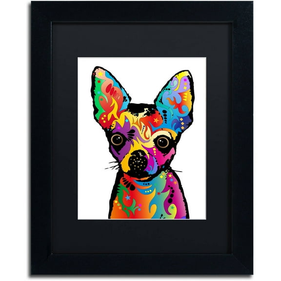 Trademark Fine Art "Chihuahua Dog White" Canvas Art by Michael Tompsett, Black Matte, Black Frame