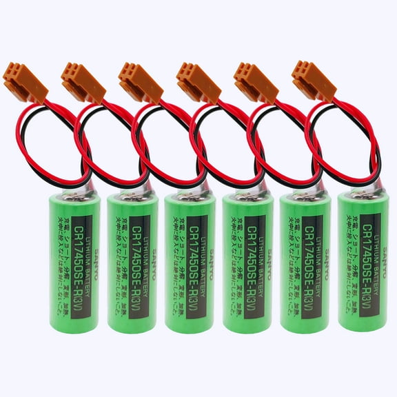6Pcs  3V 2500mAh PLC Replacement Battery with Plug for SANYO CR17450SE-R FANUC A98L-0031-0012 PLC Battery