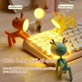 thumbnail image 3 of Mini luz de noche LED con forma de perro y ciervo de dibujos animados, lámpara de mesa decorativa, lámpara de lectura para estudio, lámpara de mesa con soporte plegable para escritorio, A111, 3 of 5