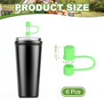 thumbnail image 2 of Silicone Straw Covers Cap Drinking Straw Toppers with Handle Dust-Proof Fit for Water Bottle 30-40 oz Tumbler Green, 2 of 5