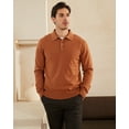 thumbnail image 5 of Kallspin Men's Cotton Knit Polo Sweater Business Casual Long Sleeve Pullover Sweater(Caramel,3X-Large), 5 of 9