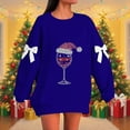 thumbnail image 2 of biudgviw Christmas Sweatshirt for Women Oversized Drop Shoulder Crew Neck Tops Casual Bow Tie Long Sleeve Print Pullover Shirts, 2 of 5