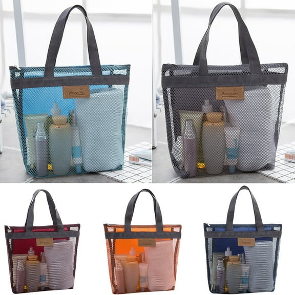 Walbest Portable Shower Mesh Caddy Bag Quick Dry Hanging Toiletry Bath Organizer, Travel Beach Zipper Cosmetic Tote Handbag